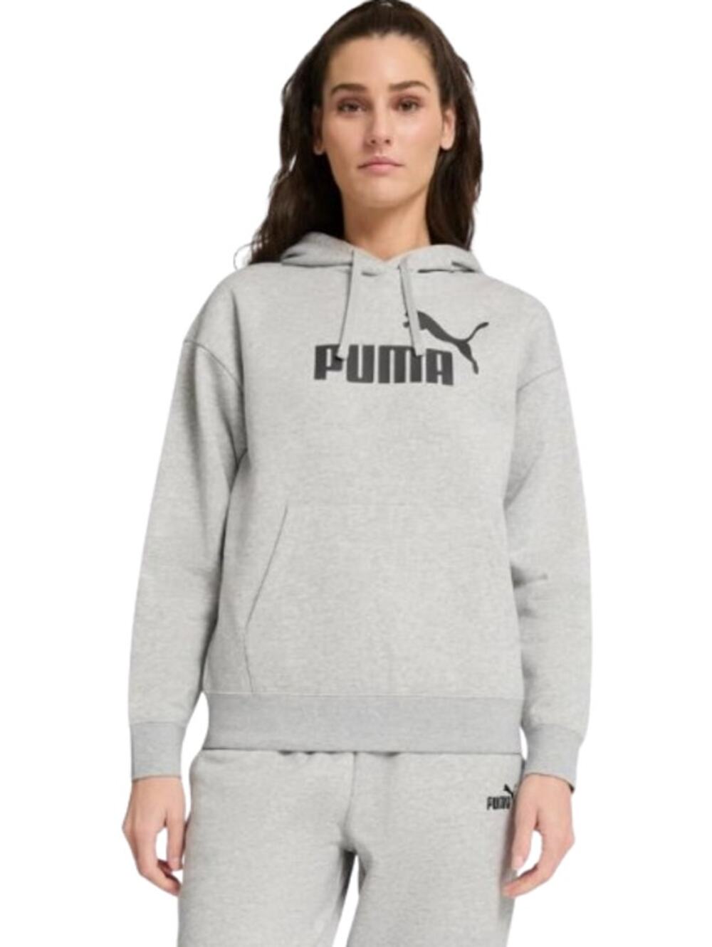 PUMA Women's Essentials Big Logo Hoodie Sweatshirt Small Light Gray Heather NWT